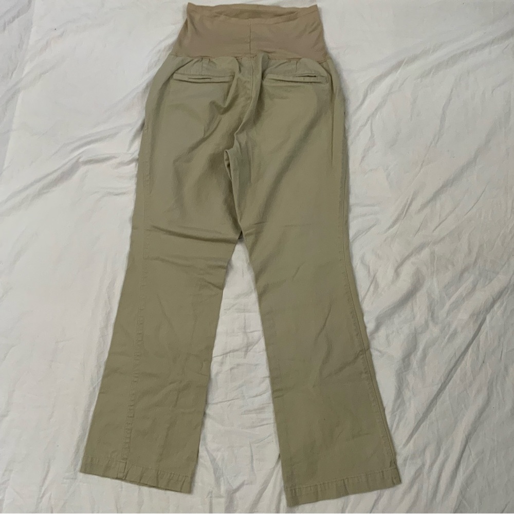 Old Navy Maternity Full Panel Tan Straight Leg Pants w/Pockets 12 Short Stretch - Picture 3 of 11